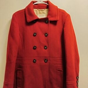 Calvin Klein Women's Size Double Breasted 100% Wool Red Peacoat (Size 14